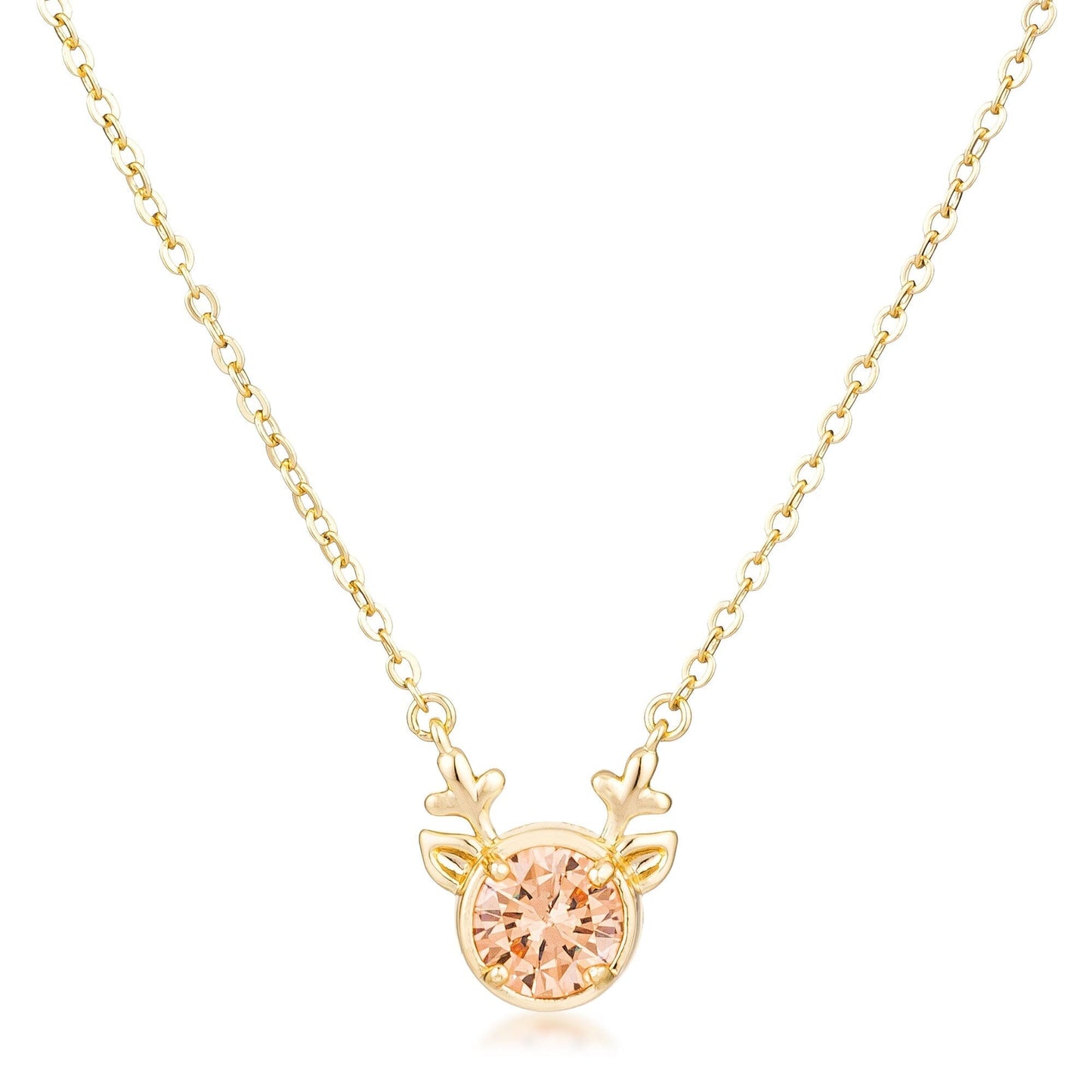 Gold Plated Reversible Champagne Cubic Zirconia Reindeer Pendant Pendants Das Juwel