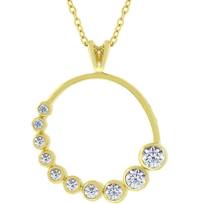 Golden Graduated Cubic Zirconia Circle Pendant Pendants Das Juwel