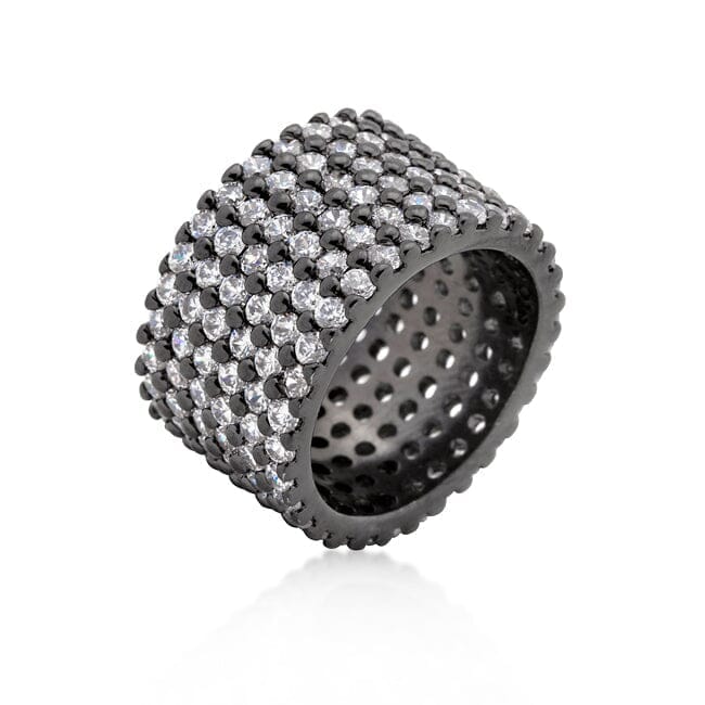 Hematite Wide Pave Cubic Zirconia Ring Rings Das Juwel