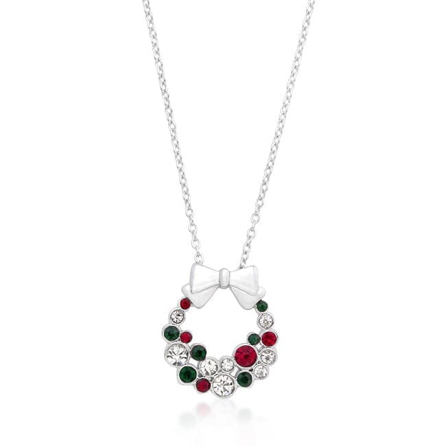 Holiday Wreath Colored Crystal Pendant Pendants