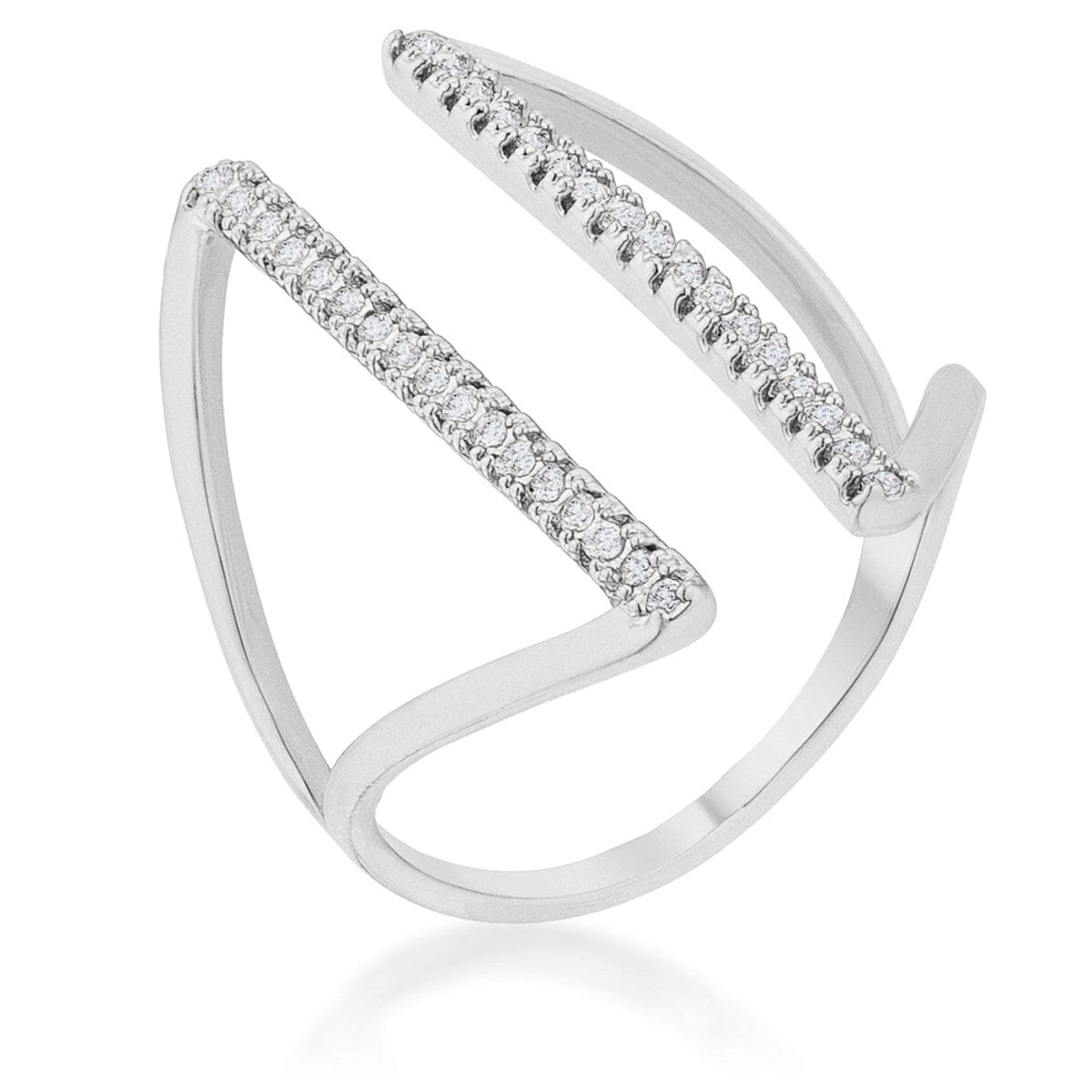Jena 0.2ct Cubic Zirconia Rhodium Delicate Parallel Ring Rings Das Juwel