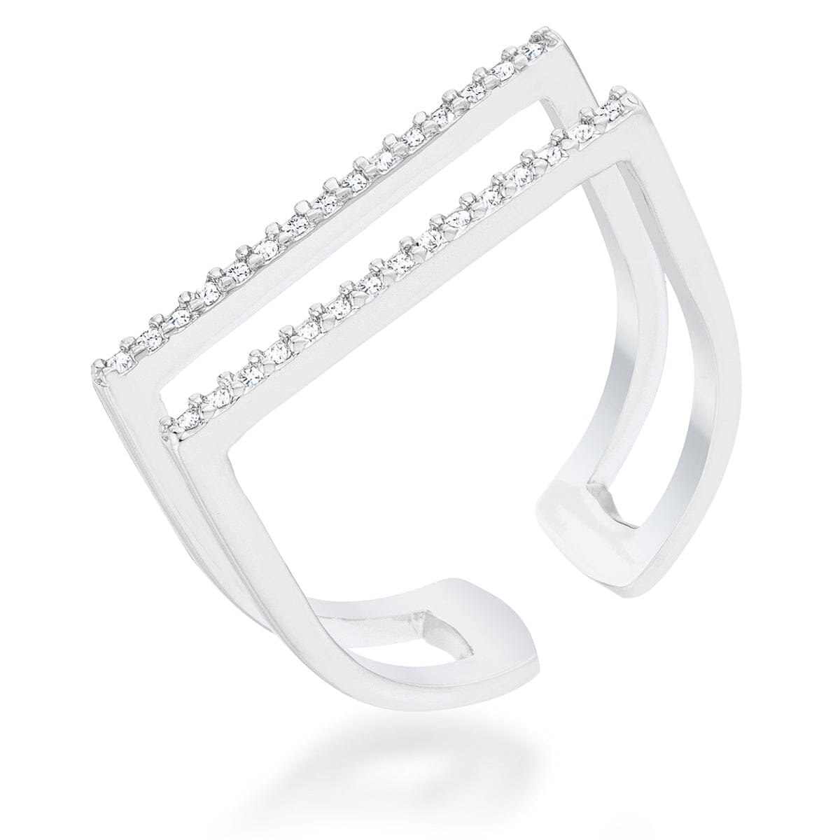 Jenn 0.2ct Cubic Zirconia Rhodium Pave Parallel Ring Rings Das Juwel