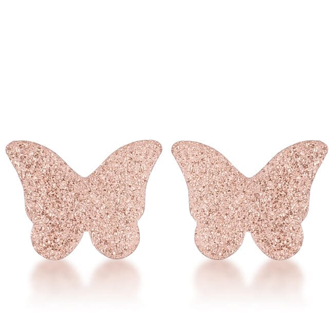 Jess Glittery Butterfly Rose Gold Stud Earrings Earrings Das Juwel