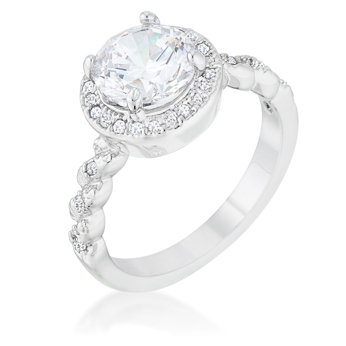 Jordana 2.2ct Clear Cubic Zirconia Rhodium Classic Ring