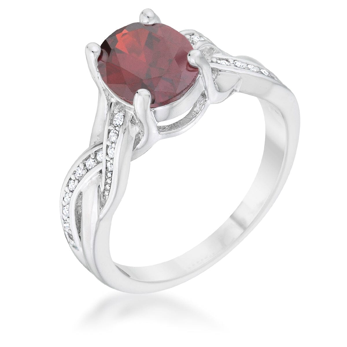 Justine 2ct Garnet Cubic Zirconia Rhodium Classic Oval Ring Rings Das Juwel