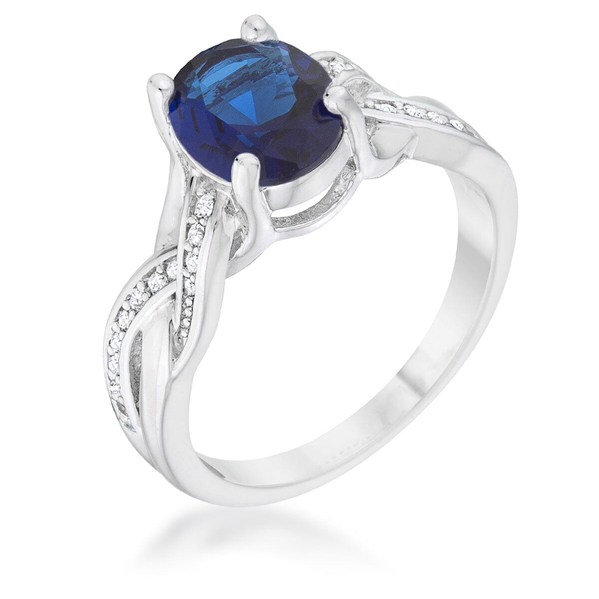 Justine 2ct Sapphire Cubic Zirconia Rhodium Classic Oval Ring Rings Das Juwel