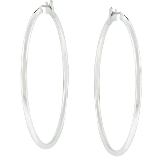 Large Silvertone Finish Hoop Earrings Earrings Das Juwel