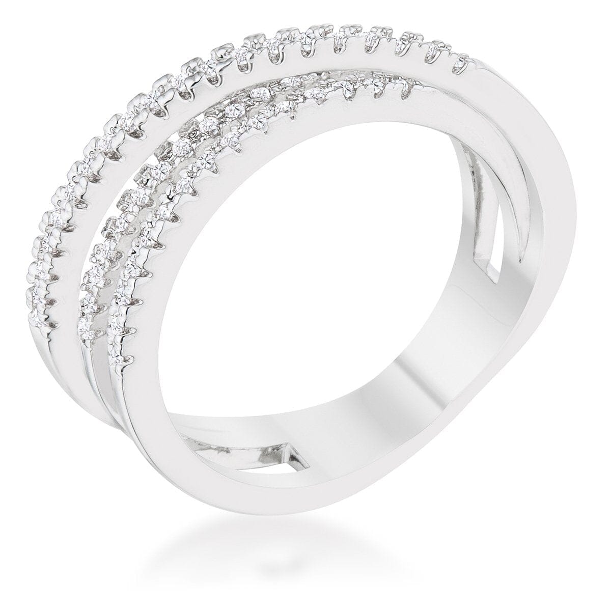 Laurie 0.2ct Cubic Zirconia Rhodium Contemporary Trio Band Ring