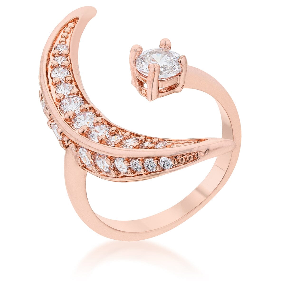 Luna .75ct Cubic Zirconia Rose Gold Delicate Ring Rings Das Juwel