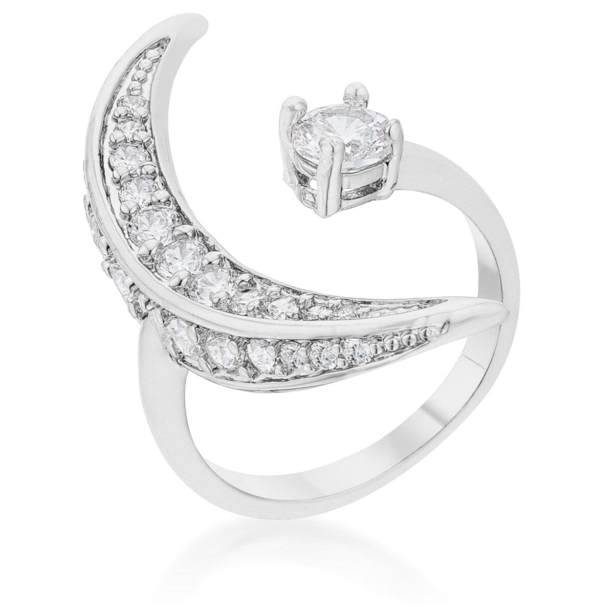 Luna .75ct Cubic Zirconia White Gold Rhodium Delicate Ring