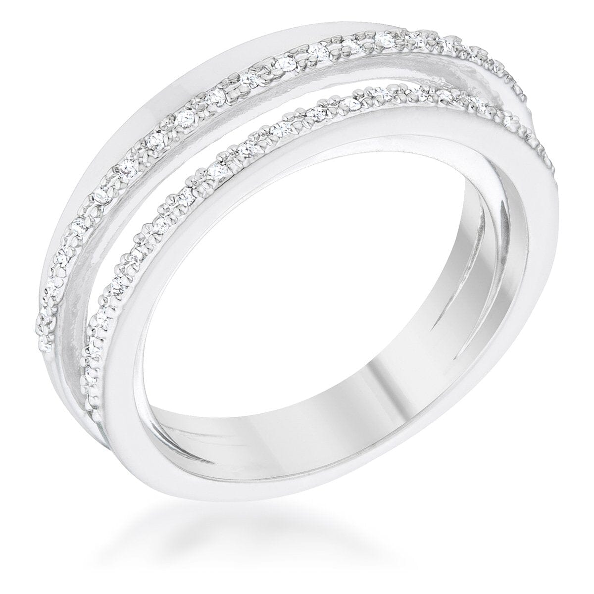 Lynn 0.25ct Cubic Zirconia Rhodium Twisted Trio Band Ring