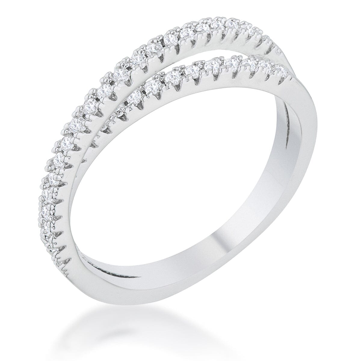 Mara 0.4ct Cubic Zirconia Rhodium Intertwined Simple Ring Rings Das Juwel