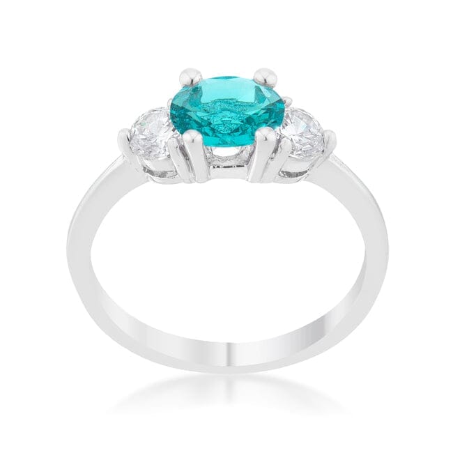 Mariah 1.2ct Cubic Zirconia Rhodium Aqua Simple Classic Ring Rings Das Juwel