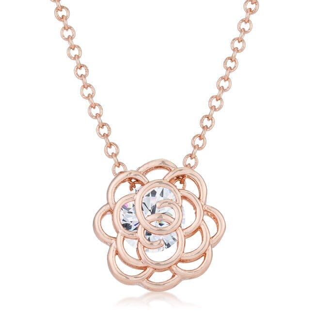 Maya 1.28ct Cubic Zirconia Rose Gold Rose Drop Pendant Pendants Das Juwel