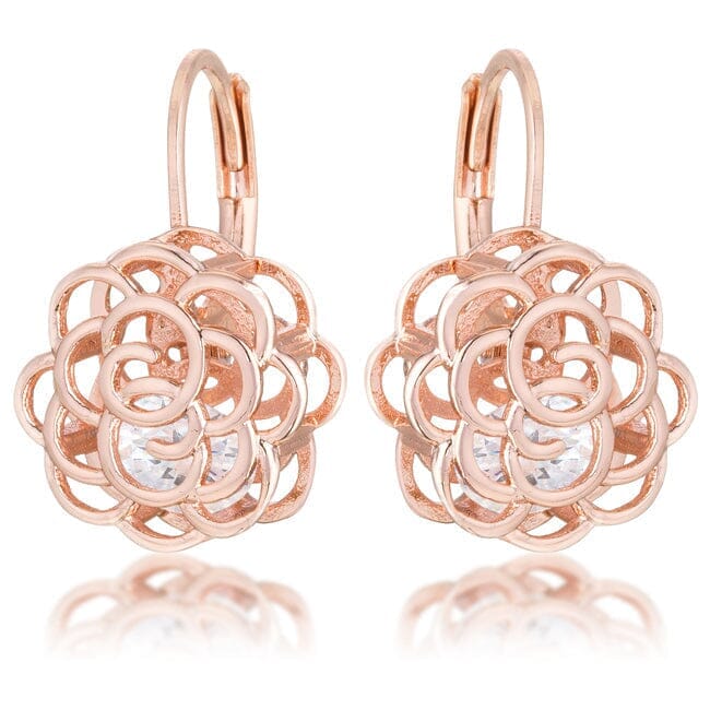 Maya 1.5ct Cubic Zirconia Rose Gold Rose Drop Earrings Earrings Das Juwel