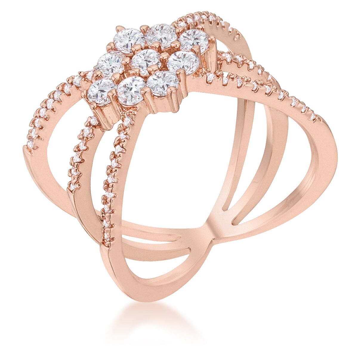 Mindy 0.8ct Cubic Zirconia Rose Gold Delicate Triple Wrap Ring Rings Das Juwel