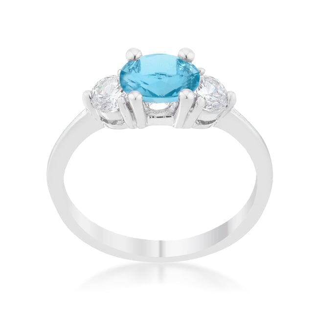 Miranna 1.2ct Blue Topaz Cubic Zirconia Rhodium Classic Oval Ring Rings Das Juwel