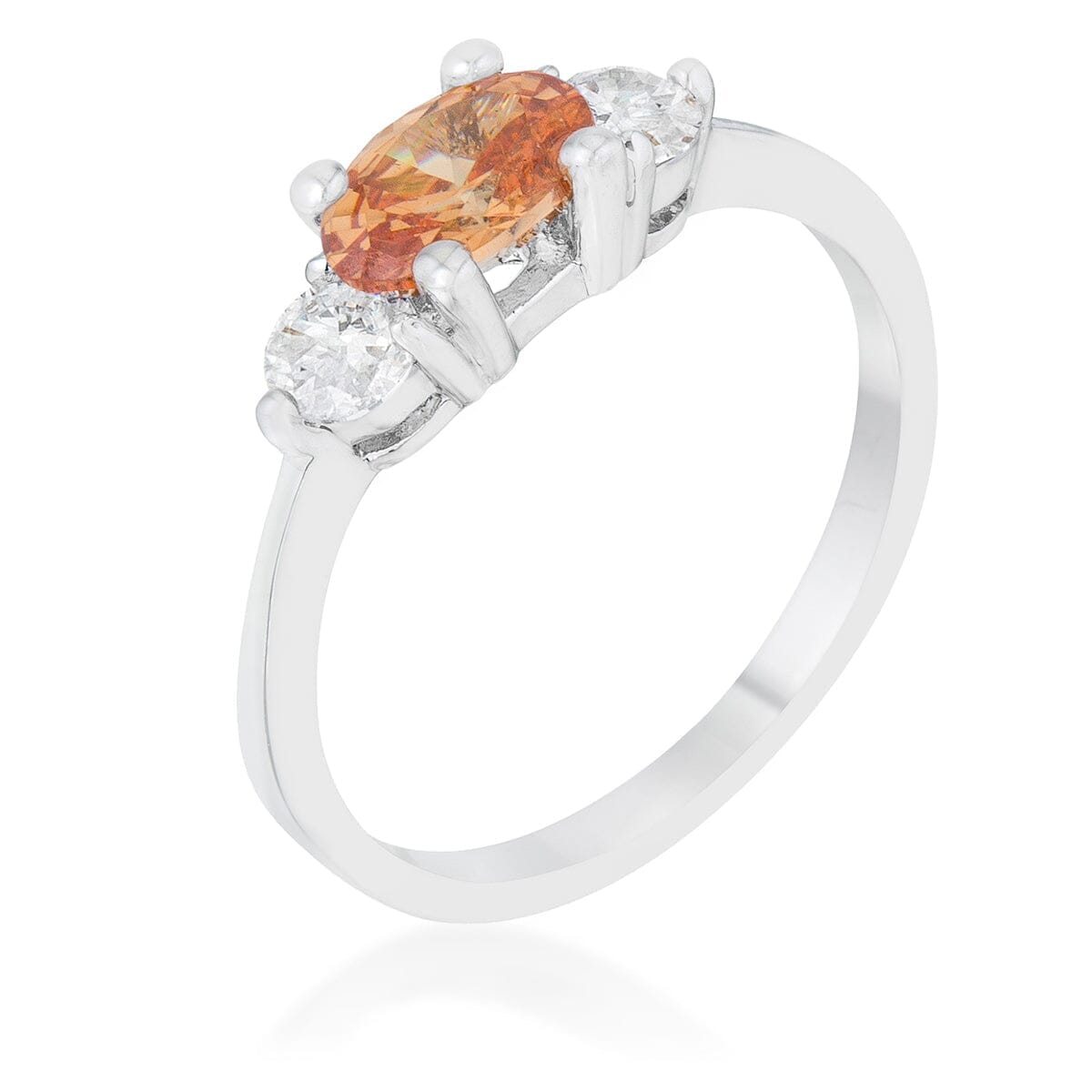 Miranna 1.2ct Champagne Cubic Zirconia Rhodium Classic Oval Ring Rings Das Juwel