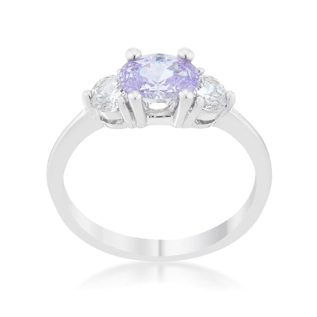 Miranna 1.2ct Lavender Cubic Zirconia Rhodium Classic Oval Ring Rings Das Juwel