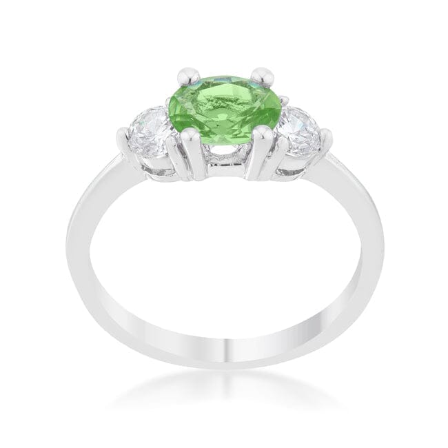 Miranna 1.2ct Peridot Cubic Zirconia Rhodium Classic Oval Ring Rings Das Juwel