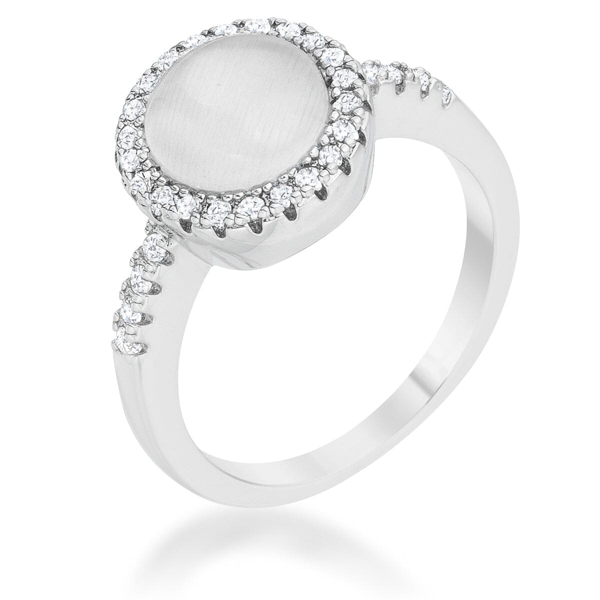 Patricia 0.3ct Cubic Zirconia White Cats Eye Rhodium Classic Ring Rings Das Juwel