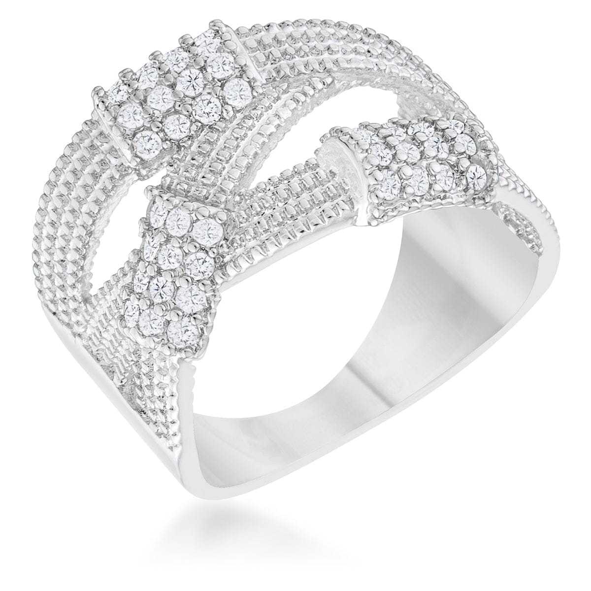 Peyton 0.36ct Cubic Zirconia Rhodium Wide Cable Statement Ring Rings Das Juwel