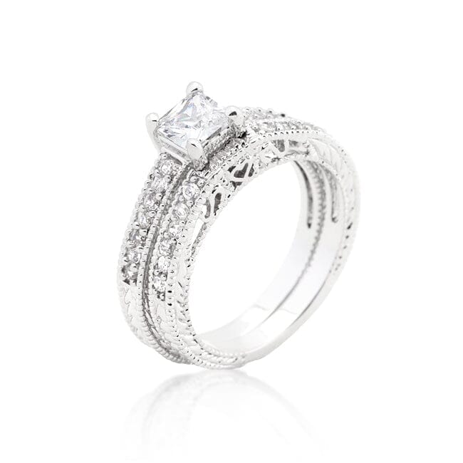 Princess Cut Filigree Bridal Ring Set Rings Das Juwel