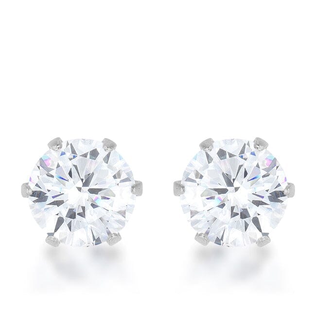 Reign 3.4ct Cubic Zirconia Rhodium Stainless Steel Stud