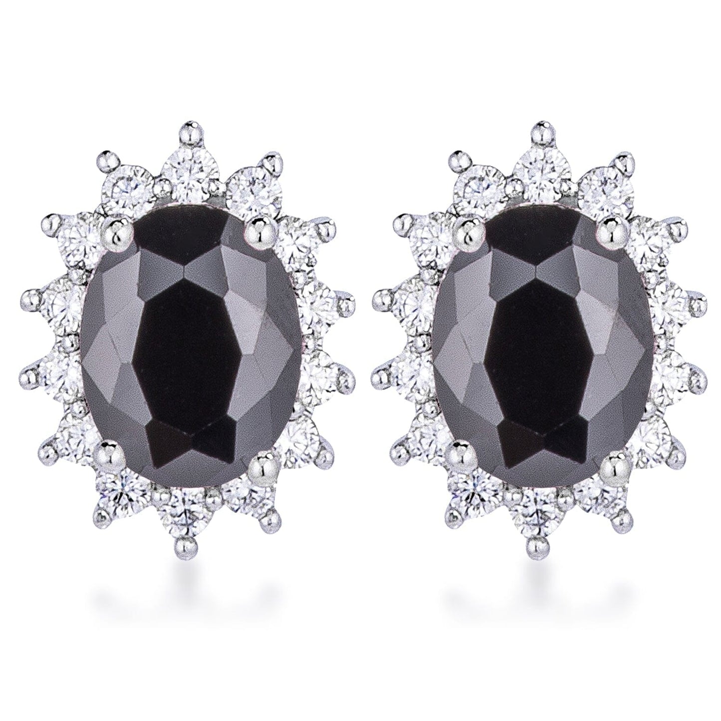 Rhodium Plated Black Petite Royal Oval