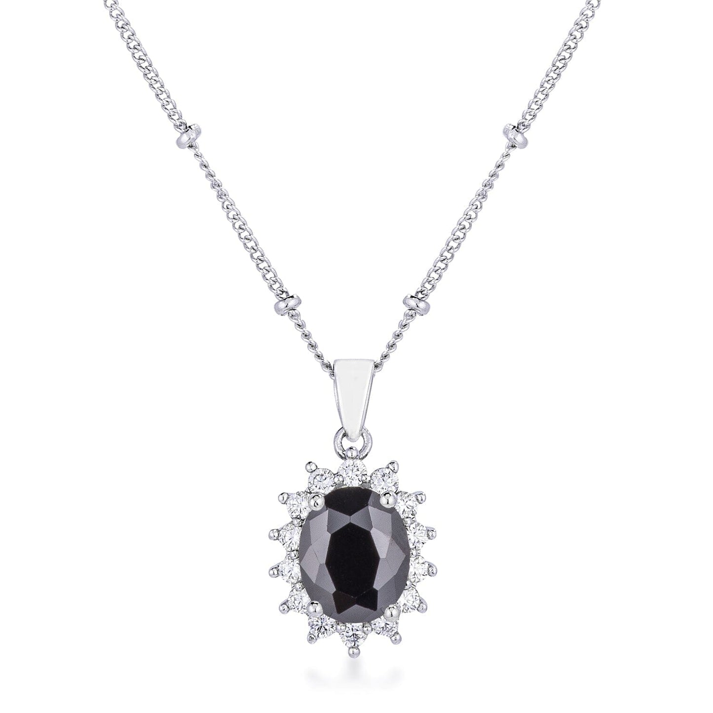 Rhodium Plated Black Petite Royal Oval Pendant Pendants Das Juwel