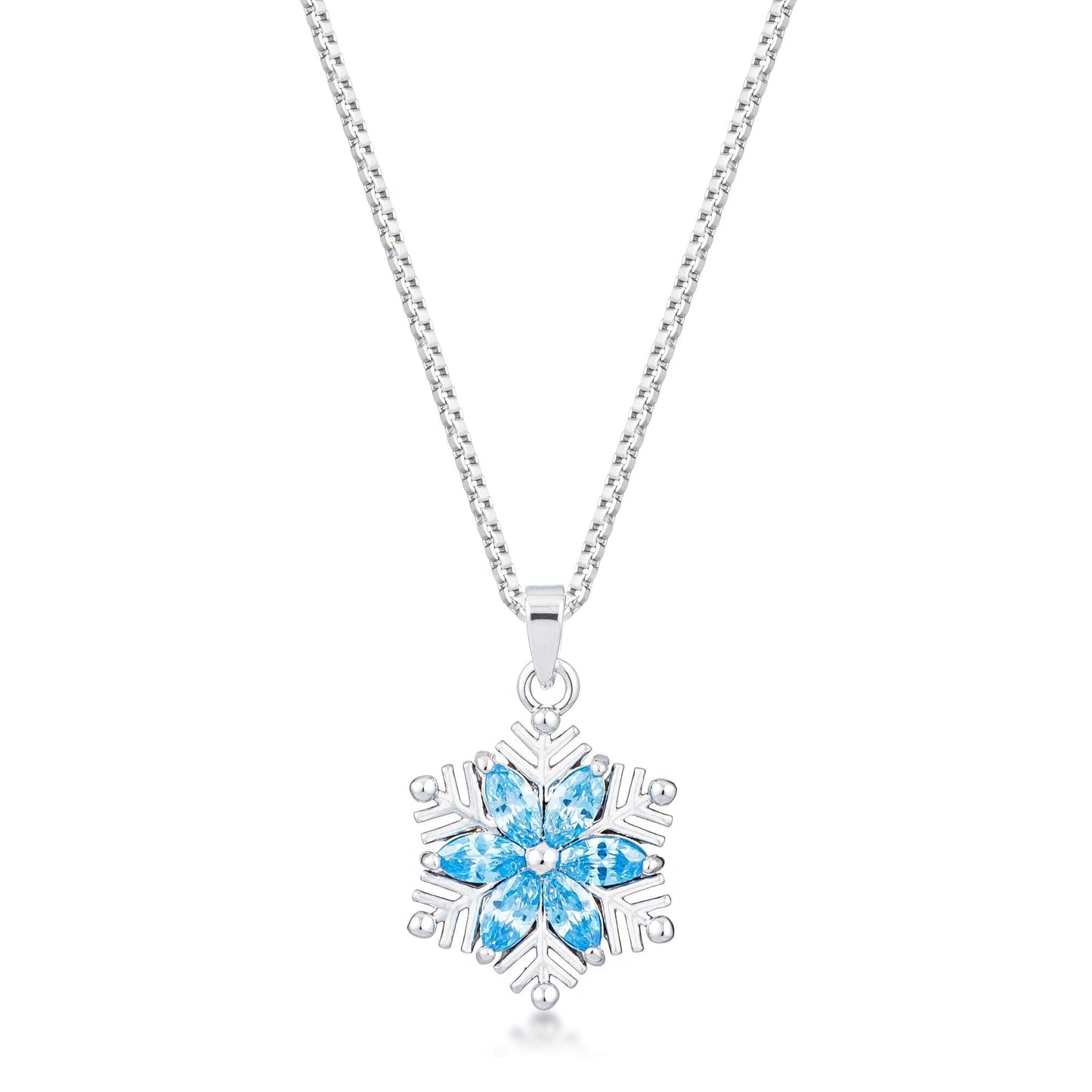 Rhodium Plated Brilliant Marquise Aqua Blue Snowflake Pendant Pendants Das Juwel