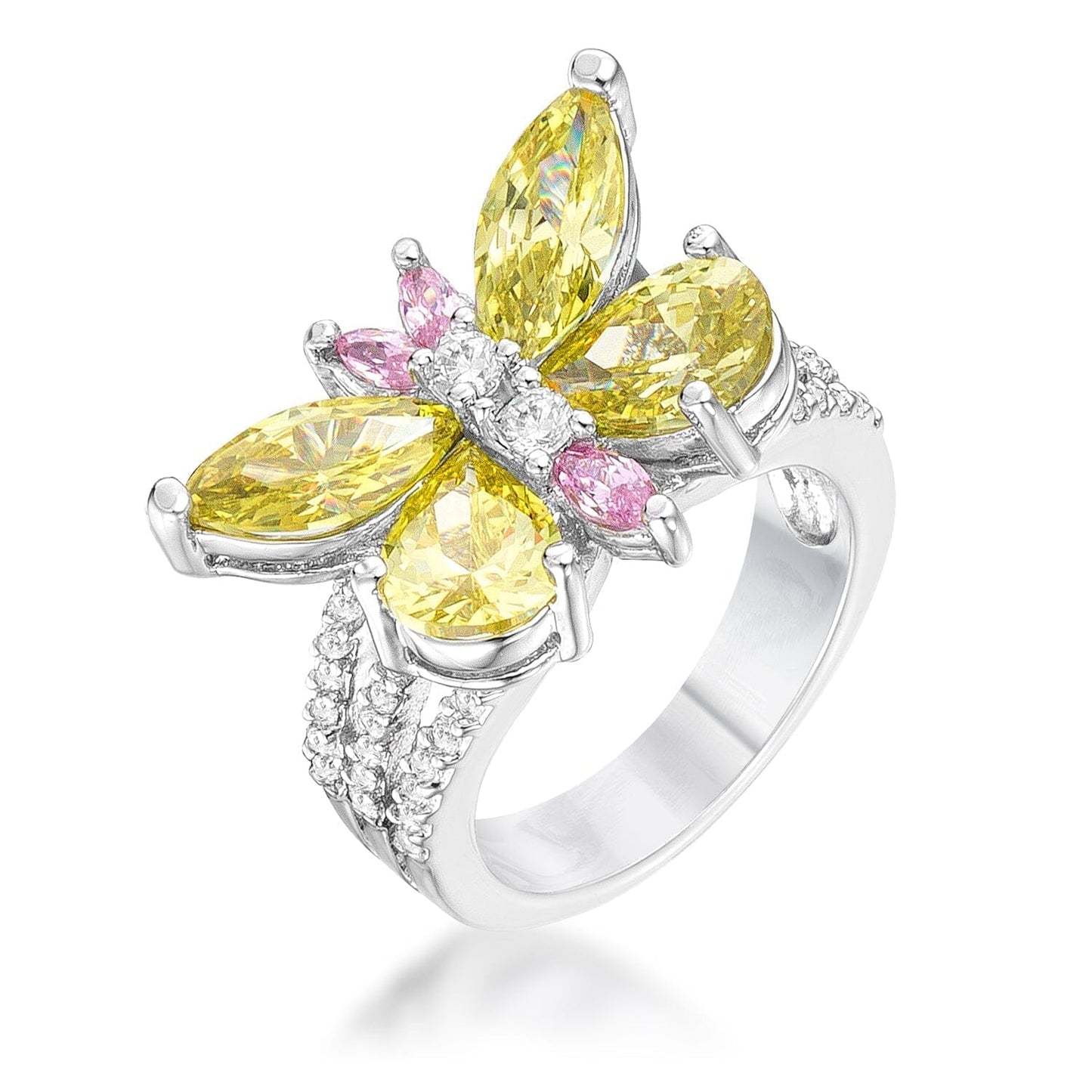 Rhodium Plated Butterfly Cocktail Ring Rings Das Juwel