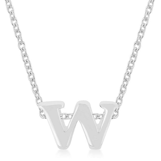 Rhodium Plated Finish Initial W Pendant Pendants Das Juwel