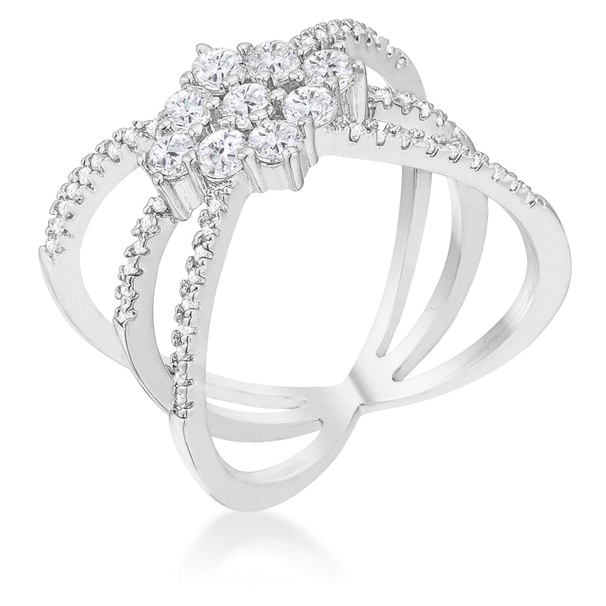 Rhodium Plated Mindy 0.8ct Cubic Zirconia Delicate Triple Wrap Ring