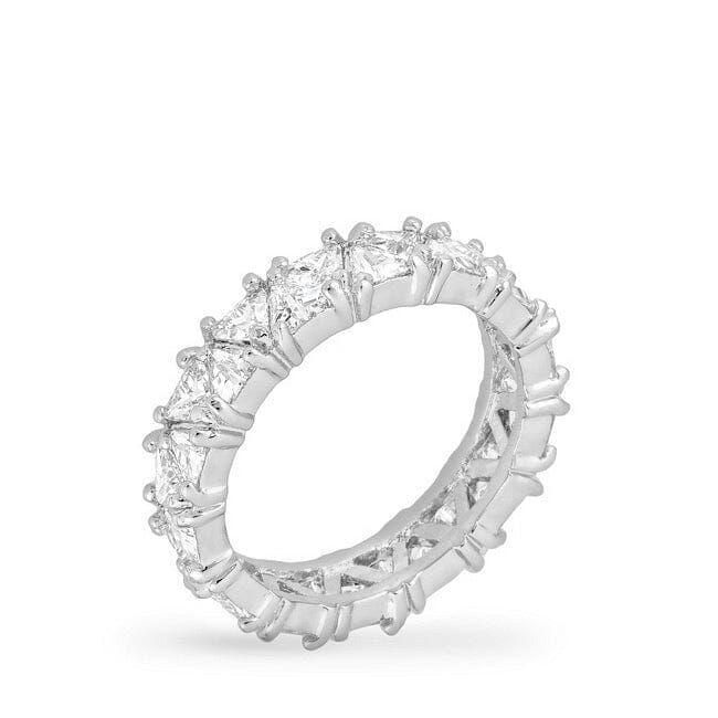 Rhodium Plated Trillion Eternity Band Rings Das Juwel