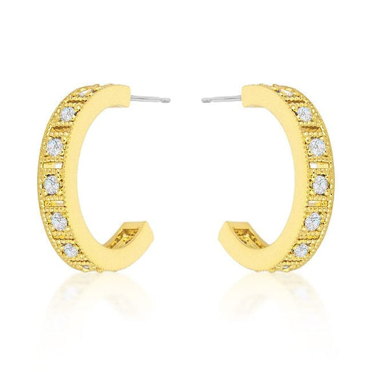 Roma Goldtone Finish Hoop Earrings Earrings Das Juwel 