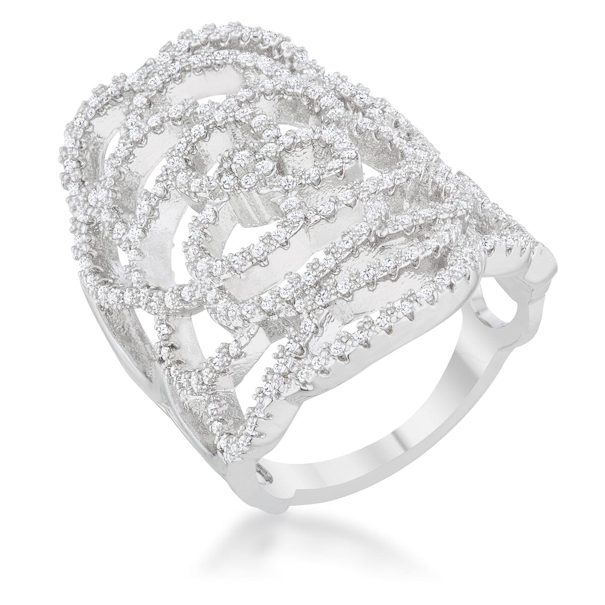 Rosa 1.25ct Cubic Zirconia Rhodium Filigree Cocktail Ring Rings Das Juwel