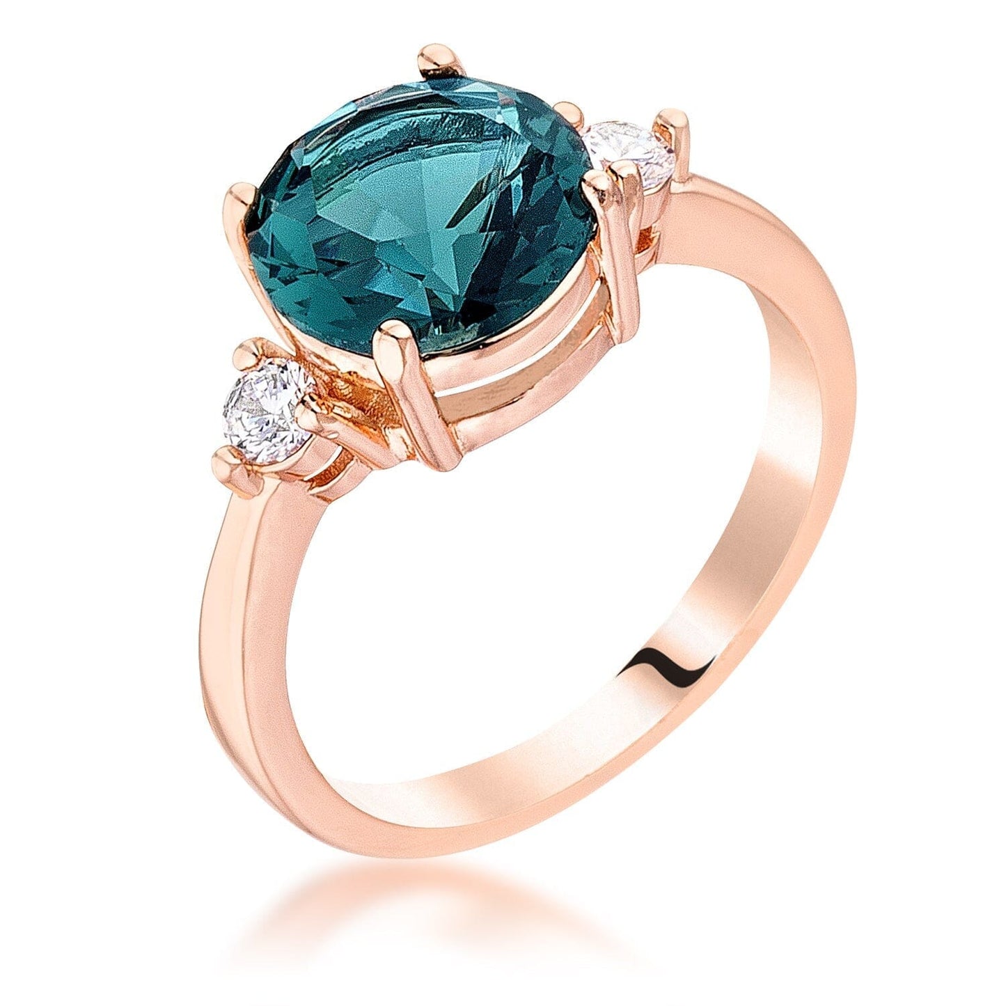 Rose Gold Plated Blue Green Three Stone Engagement Ring Rings Das Juwel