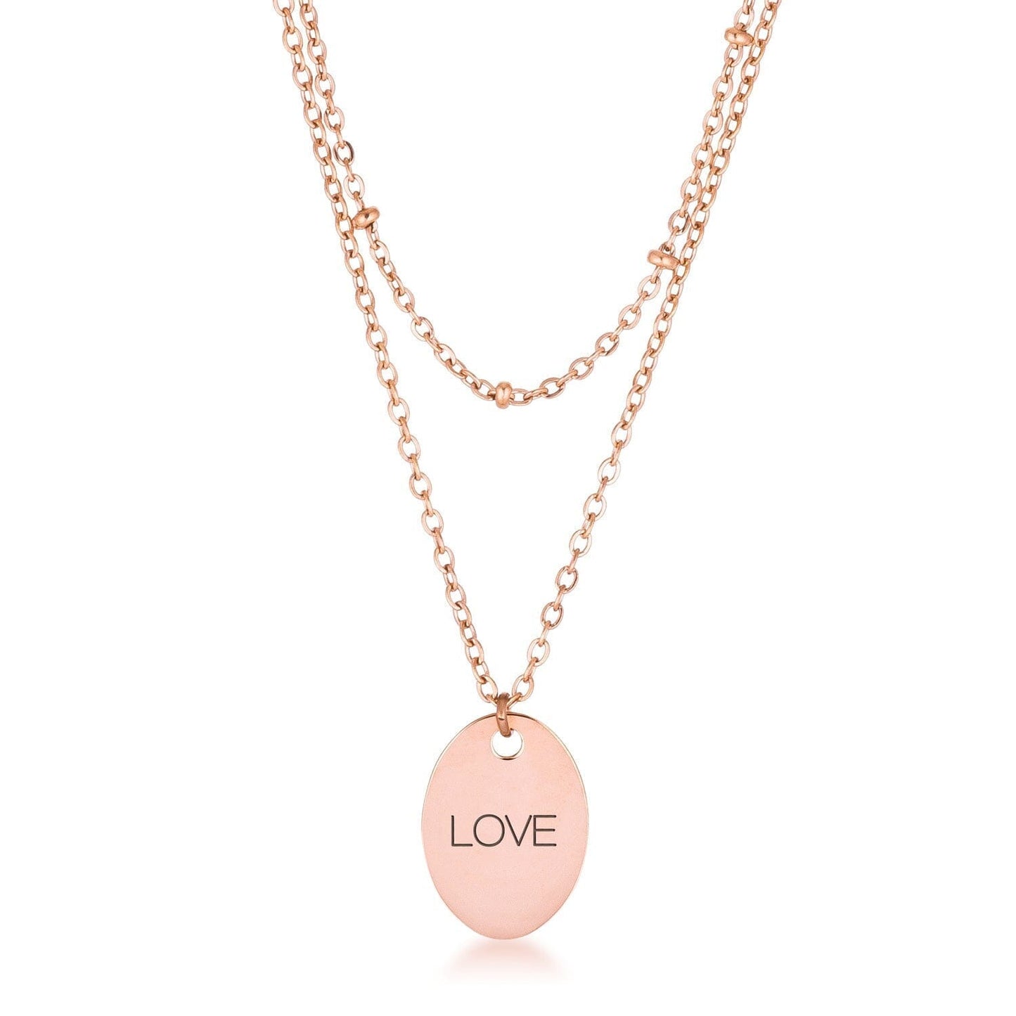 Rose Gold Plated Double Chain LOVE Necklace Necklaces Das Juwel