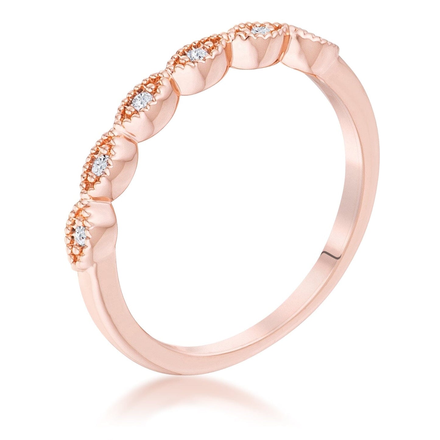 Rose Gold Plated Sextus Marquise Delicate Stackable Ring Rings Das Juwel