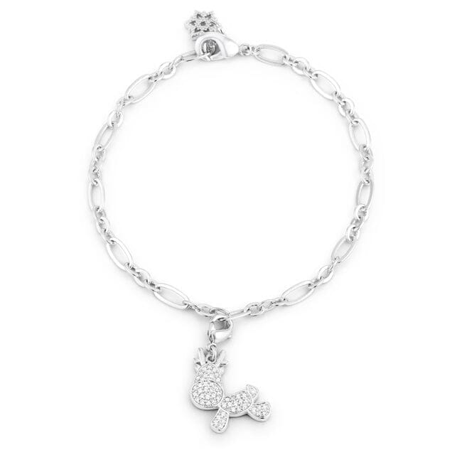 Rudy 0.25ct Cubic Zirconia Rhodium Reindeer Charm Bracelet Bracelets Das Juwel