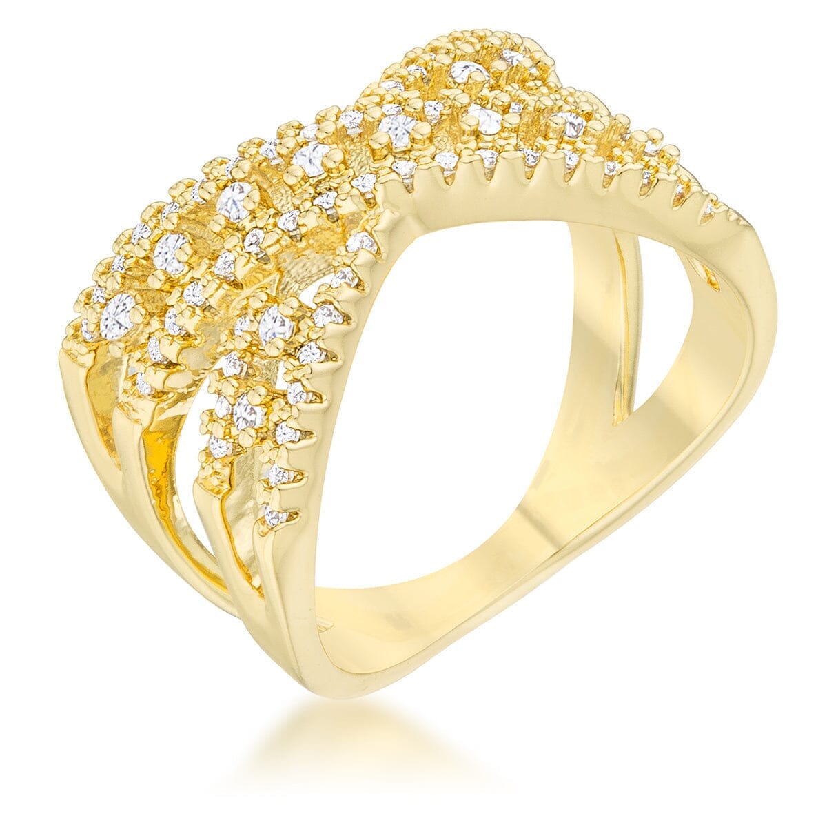 Sandy 0.37ct Cubic Zirconia 14k Gold Classic Criss Cross Ring Rings Das Juwel