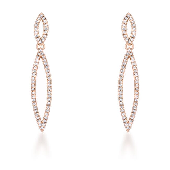 Sara 1.2ct Cubic Zirconia Rose Gold Delicate Double Teardrop Drop Earrings Earrings Das Juwel