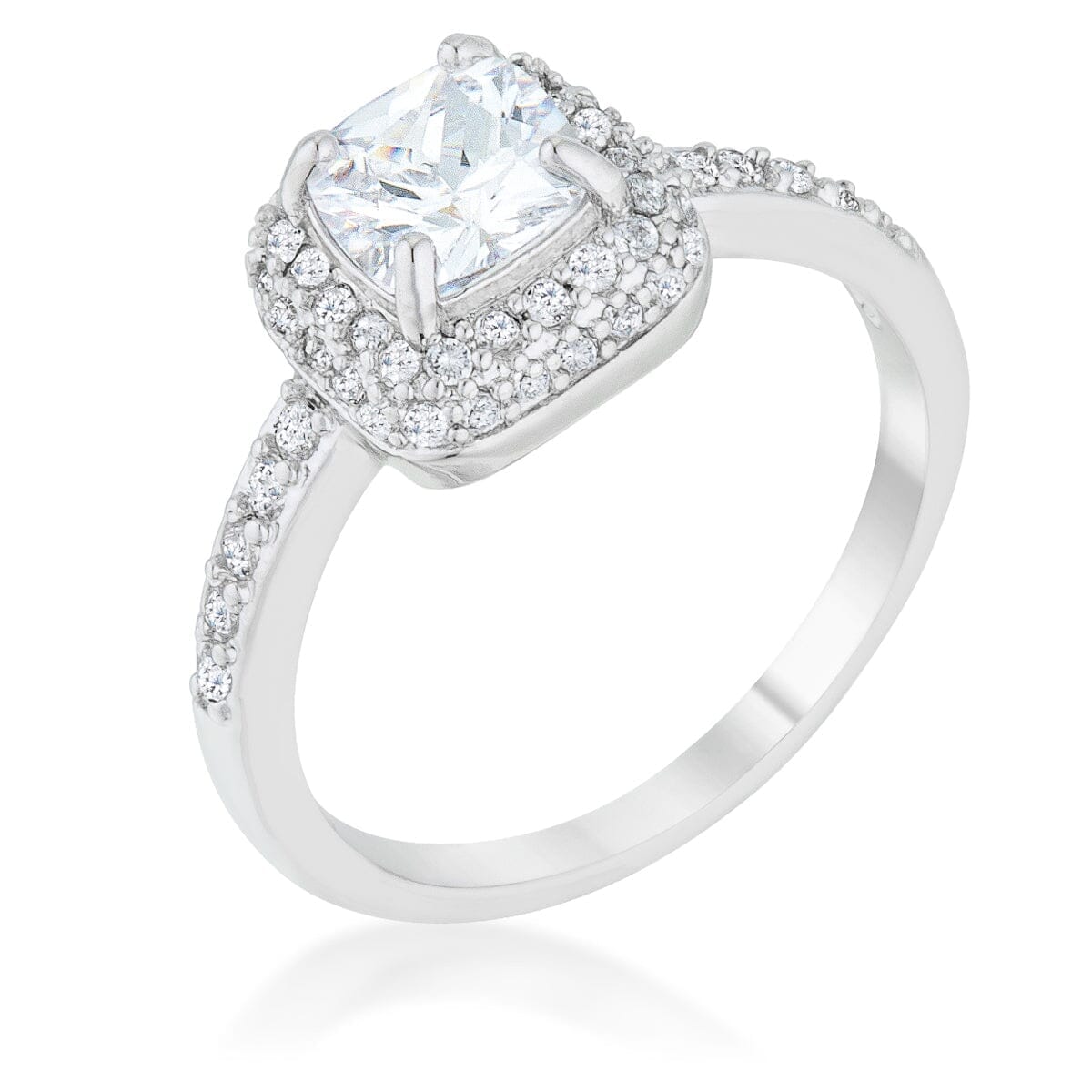 Serena 1.5ct Clear Cubic Zirconia Rhodium Art Deco Ring Rings Das Juwel