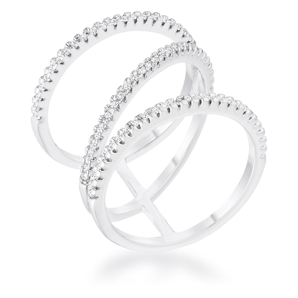 Shauna 0.4ct Cubic Zirconia Rhodium Wide Contemporary Ring