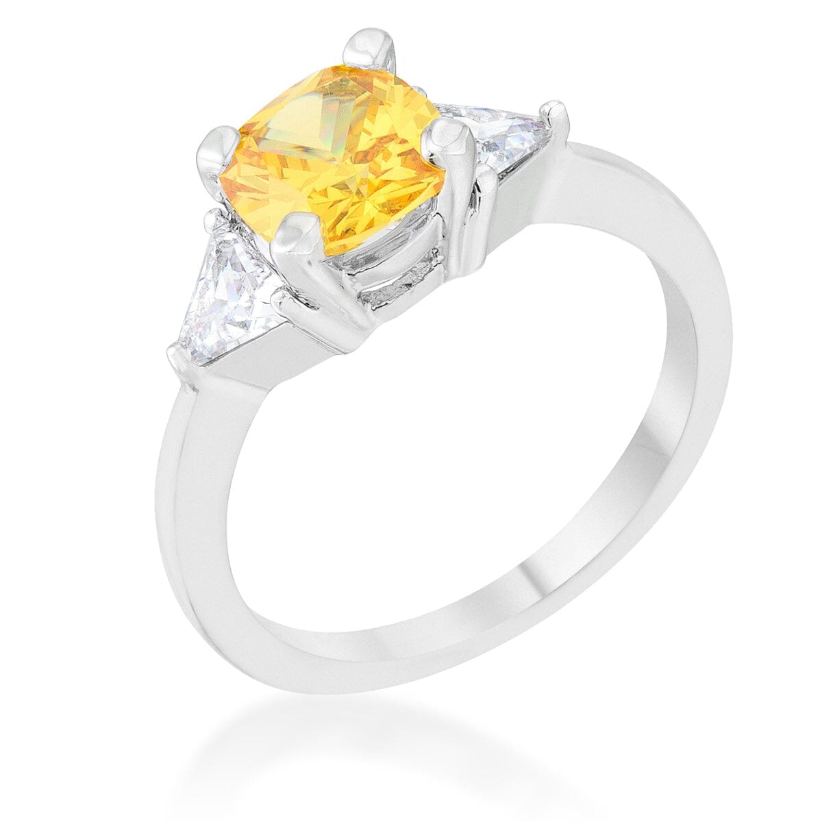 Shonda 1.8ct Canary Cubic Zirconia Rhodium Cushion Classic Statement Ring Rings Das Juwel