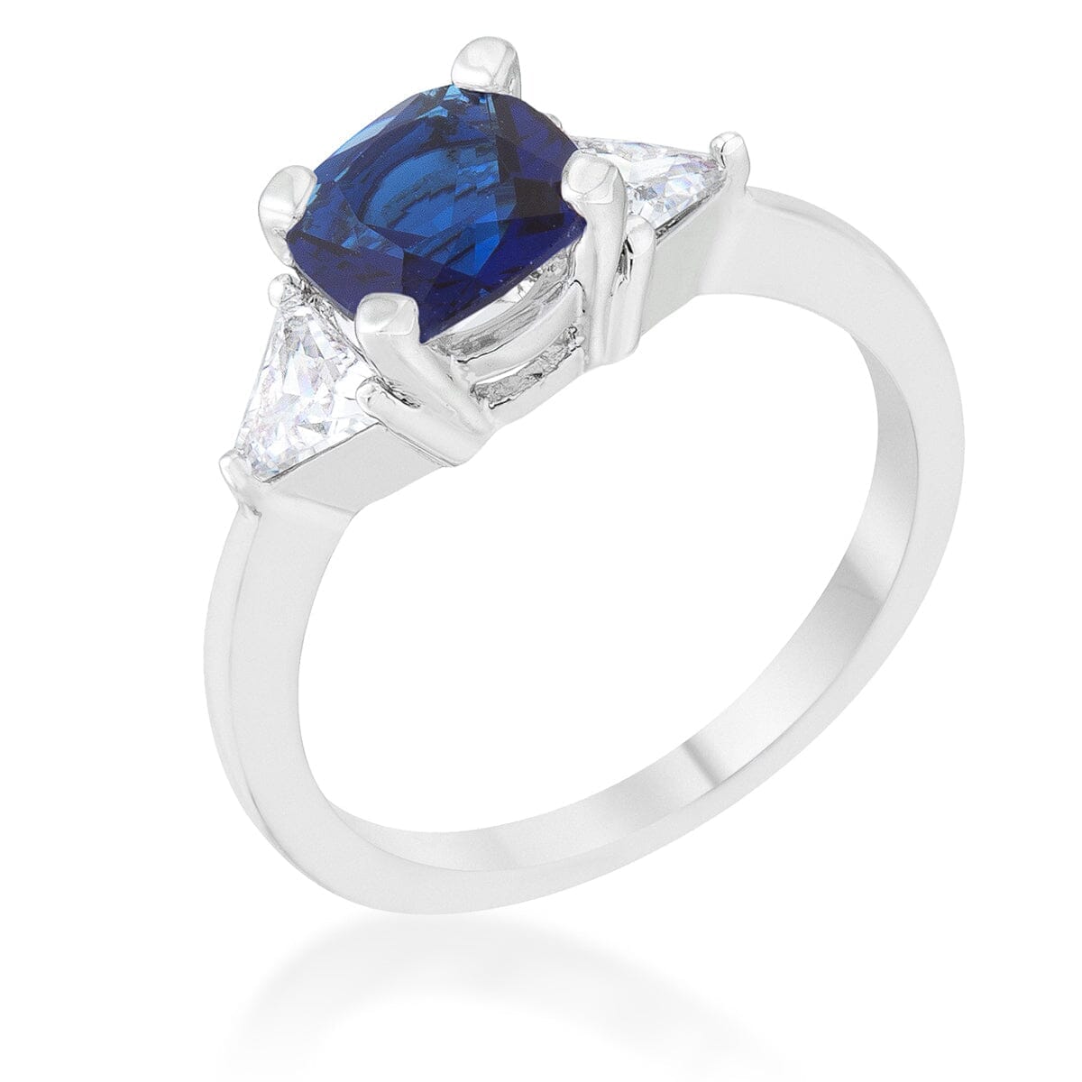 Shonda 1.8ct Sapphire Cubic Zirconia Rhodium Cushion Classic Statement Ring Rings Das Juwel
