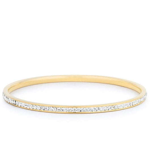Simple Goldtone Finish Crystal Bangle Bracelets Das Juwel 