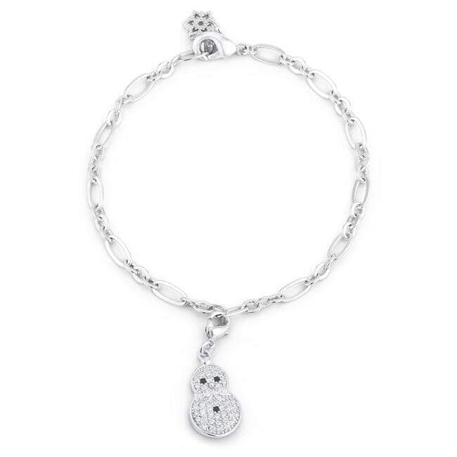 Snowman 0.2ct Cubic Zirconia Rhodium Holiday Charm Bracelet Bracelets Das Juwel