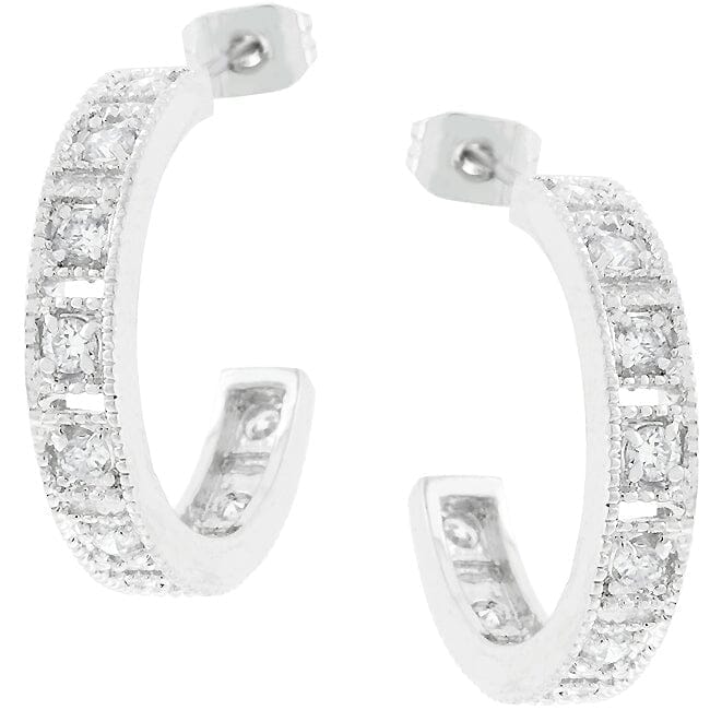 Studded Cubic Zirconia Hooplet Earrings Earrings Das Juwel